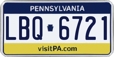 PA license plate LBQ6721