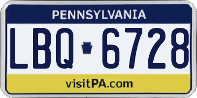 PA license plate LBQ6728