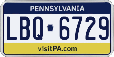 PA license plate LBQ6729