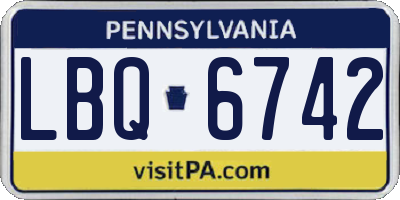 PA license plate LBQ6742