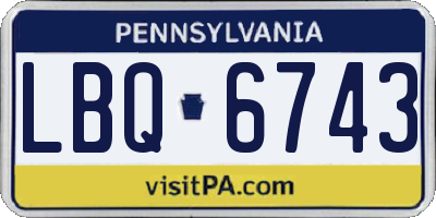 PA license plate LBQ6743