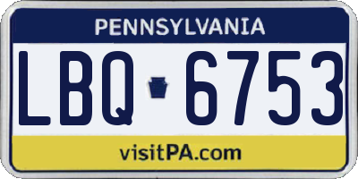 PA license plate LBQ6753