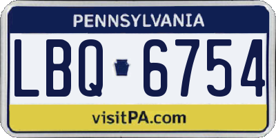 PA license plate LBQ6754