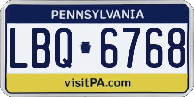 PA license plate LBQ6768