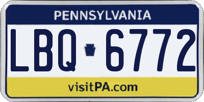 PA license plate LBQ6772