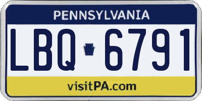 PA license plate LBQ6791
