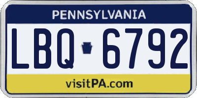 PA license plate LBQ6792