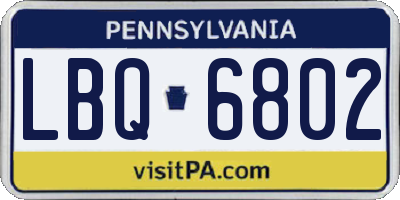 PA license plate LBQ6802