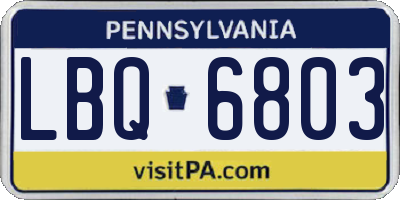 PA license plate LBQ6803