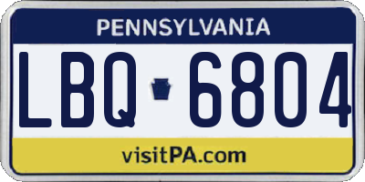 PA license plate LBQ6804