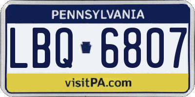 PA license plate LBQ6807