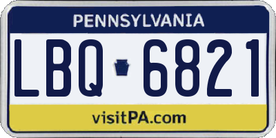 PA license plate LBQ6821
