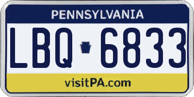 PA license plate LBQ6833