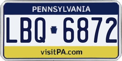 PA license plate LBQ6872