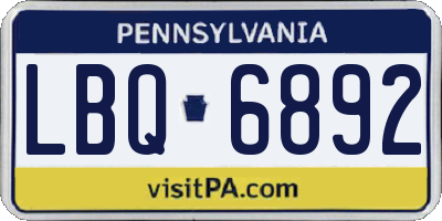 PA license plate LBQ6892