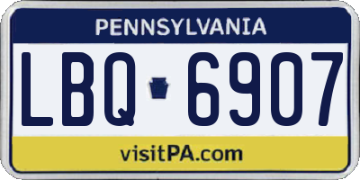 PA license plate LBQ6907