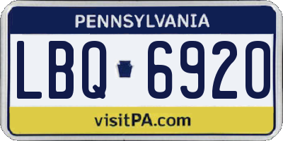 PA license plate LBQ6920