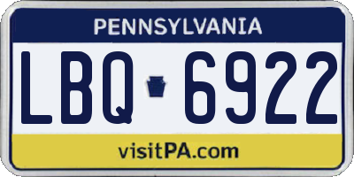 PA license plate LBQ6922