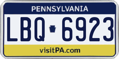 PA license plate LBQ6923