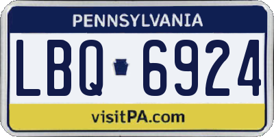 PA license plate LBQ6924