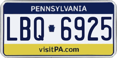 PA license plate LBQ6925