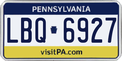 PA license plate LBQ6927