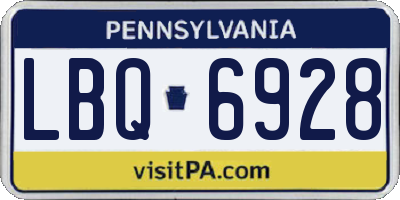 PA license plate LBQ6928
