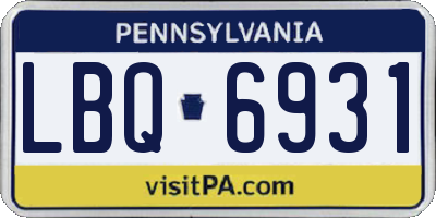 PA license plate LBQ6931