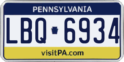 PA license plate LBQ6934