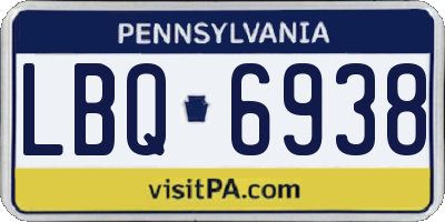 PA license plate LBQ6938