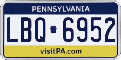 PA license plate LBQ6952