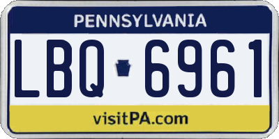 PA license plate LBQ6961