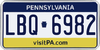 PA license plate LBQ6982