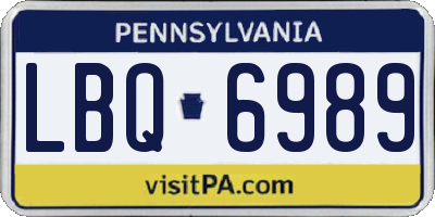 PA license plate LBQ6989