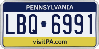 PA license plate LBQ6991