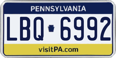 PA license plate LBQ6992