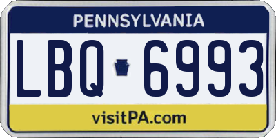 PA license plate LBQ6993