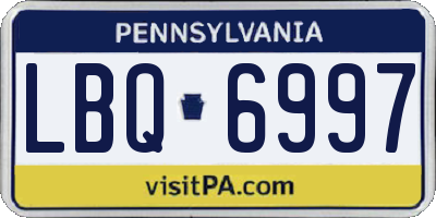 PA license plate LBQ6997