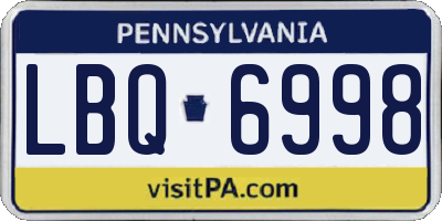 PA license plate LBQ6998