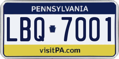 PA license plate LBQ7001