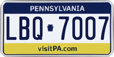 PA license plate LBQ7007