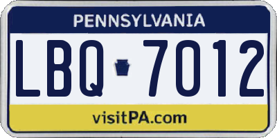PA license plate LBQ7012