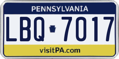 PA license plate LBQ7017