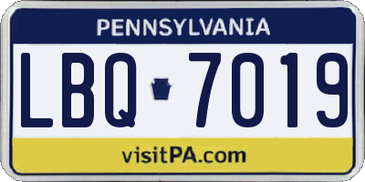 PA license plate LBQ7019