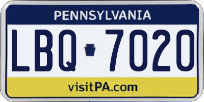 PA license plate LBQ7020