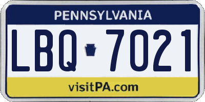 PA license plate LBQ7021