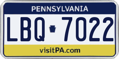 PA license plate LBQ7022
