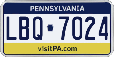 PA license plate LBQ7024