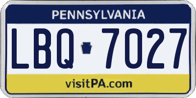 PA license plate LBQ7027