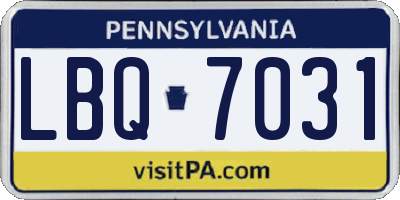 PA license plate LBQ7031